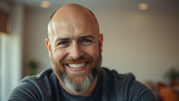 Man enjoying red light therapy indoors with calm expression