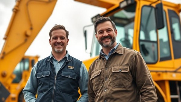 Arnt Construction Retirement Auction: Two men in front of machinery.