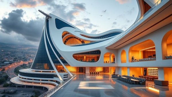 Modern African headquarters showcasing infrastructure projects.