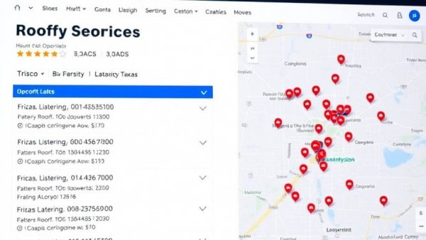 Local SEO for small businesses example: roofing services Frisco map.