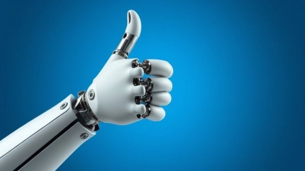 Futuristic robotic hand showing thumbs-up for X bot purge.