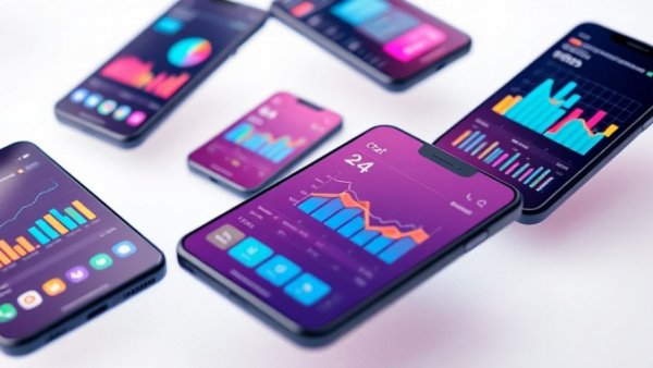 Colorful fintech mobile app interfaces with data visuals highlighting color psychology in fintech.