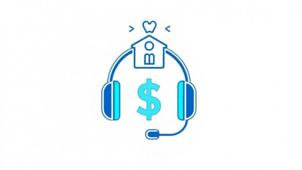 AI virtual receptionist concept with dental icon and headset