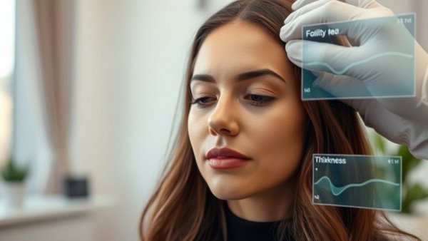 Young woman undergoing hair analysis for skincare routine insights