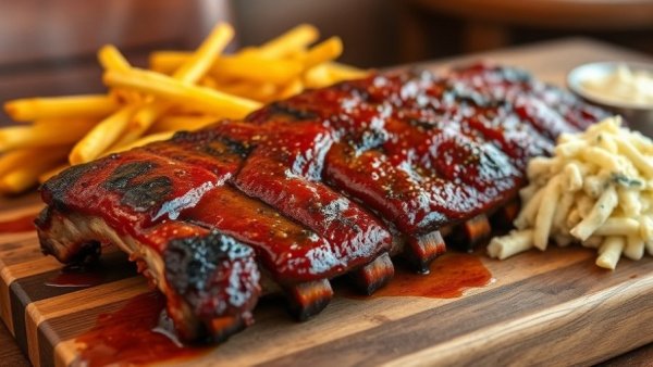 Tony Roma's ribs with fries and coleslaw.