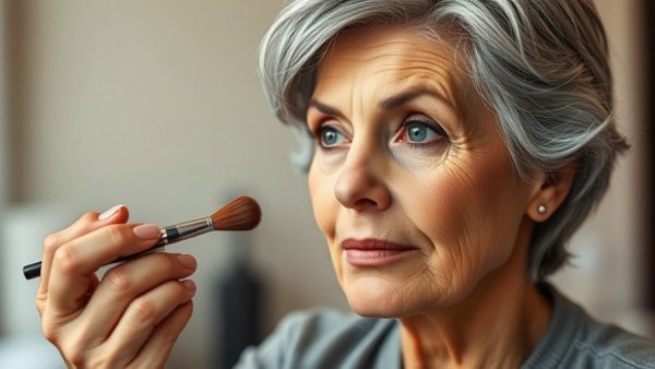 Mature woman applying makeup tips for women over 40.