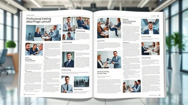 Modern magazine layout with business articles and structured design.