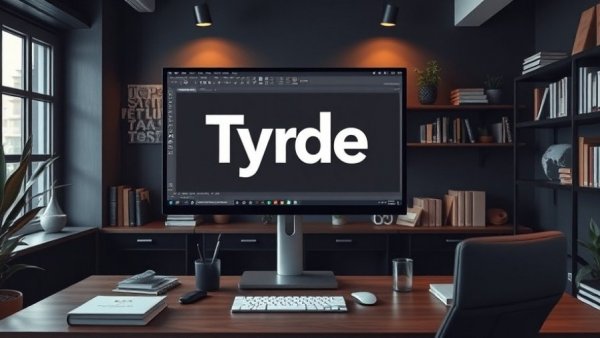 Professional type design software displayed on a monitor in a creative workspace.