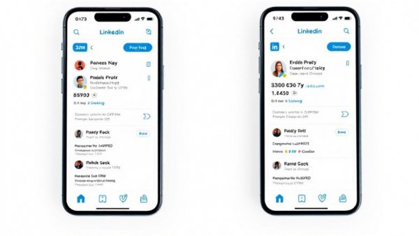 LinkedIn business direct bookings interface on four smartphone screens.