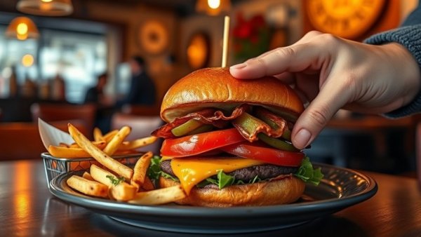 Enjoying a burger at the best burger bar near me.