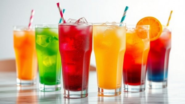 Vibrant colorful iced drinks reflecting bolder beverage trends.