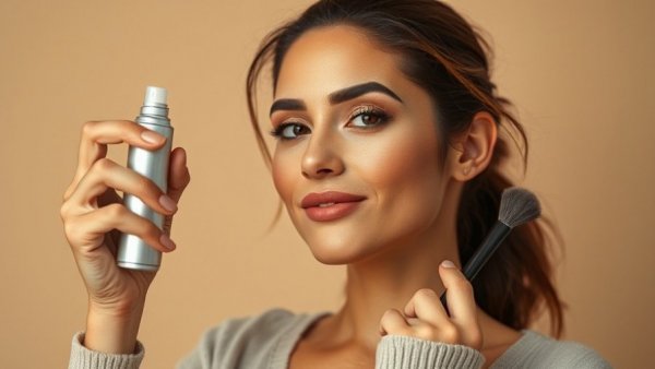 Woman showcasing waterproof makeup routine for humidity.