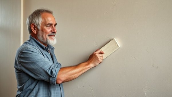 Demonstration of lime plastering techniques on a smooth wall.