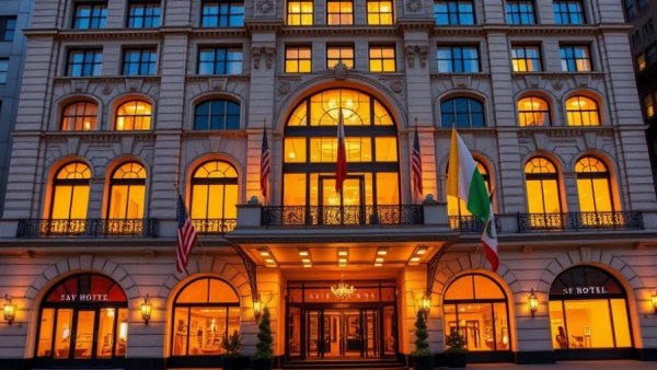Elegant facade of the best hotel in Nashville, The Hermitage.
