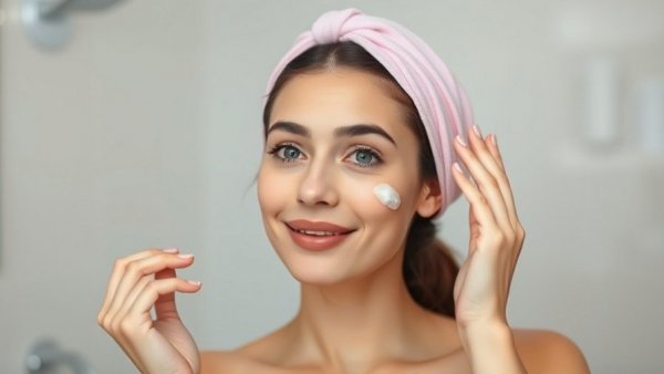 Young woman removing sunscreen with cleanser