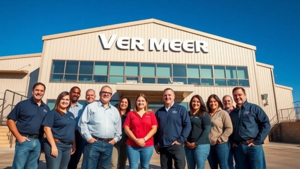 Team at Vermeer Midwest standing outside building, Vermeer Midwest Pinnacle Award.