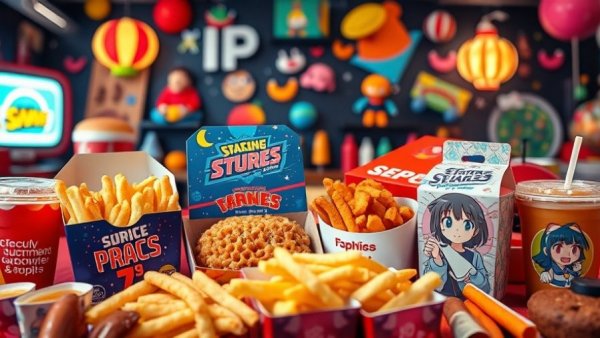Collage showcasing IP experiences in QSR with branded meals.