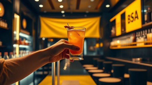 AI in hospitality: vibrant banner with cocktail presentation promoting hotel revenue.
