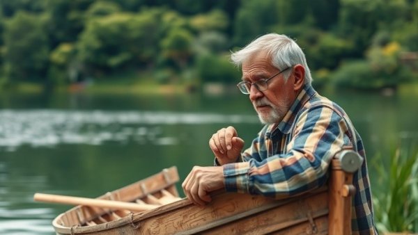 Older man building recycled boat showcasing sustainable construction methods.