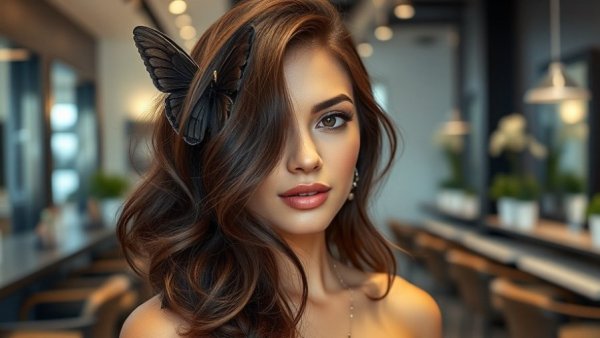 Butterfly Haircut for Long Faces in Modern Salon Setting