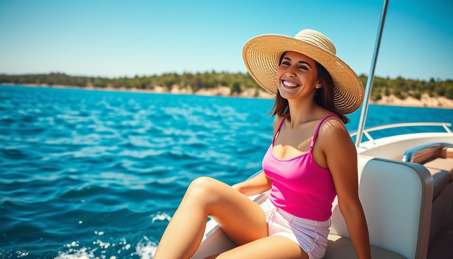 Joyful woman on a boat enjoying sunny summer day