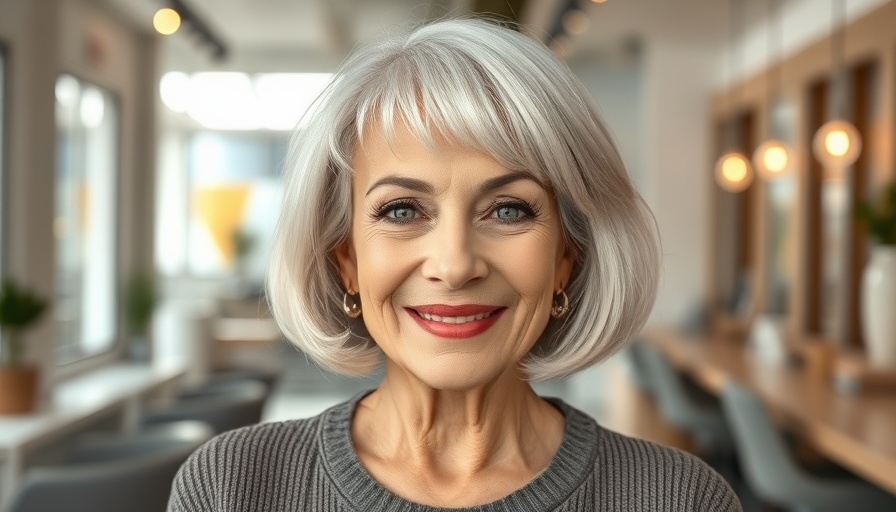 Older woman with Bubble Bob haircut in a salon setting.