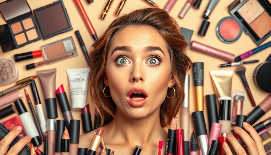 Beauty influencer highlighting common makeup mistakes with products around.