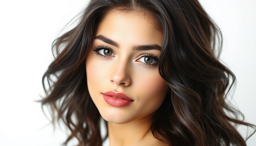 Young woman with dark wavy hair in a studio portrait