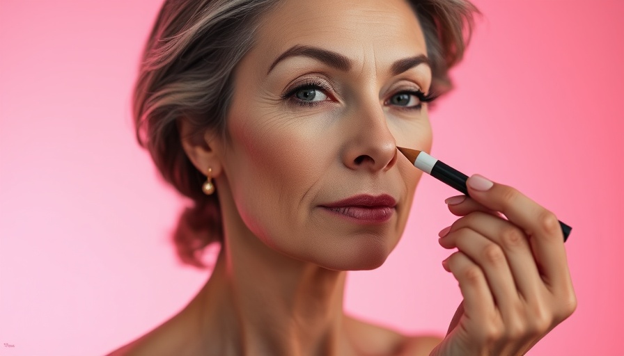 Elegant woman demonstrating a simple makeup routine for women 40 plus.