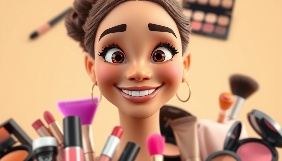 Makeup hacks to look younger, woman with makeup items.