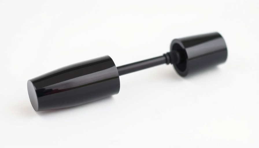 Minimalistic mascara bottle with brush, ideal for smudge-proof mascara reviews.
