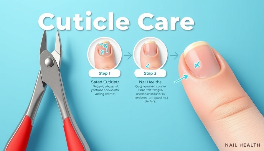 Cuticle care illustration with nail clippers in 3D for healthy nails.