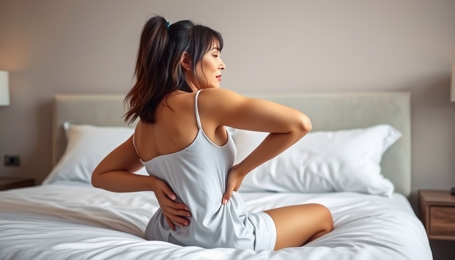 Chiropractic care for back pain: woman on hotel bed with discomfort.