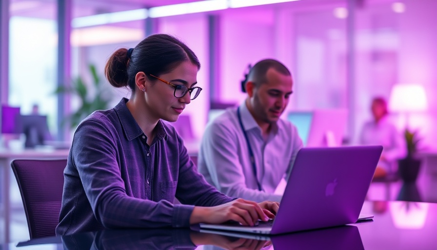 Collaborative tech workspace with purple overlay and text 'How to Build a Culture That Lasts'.