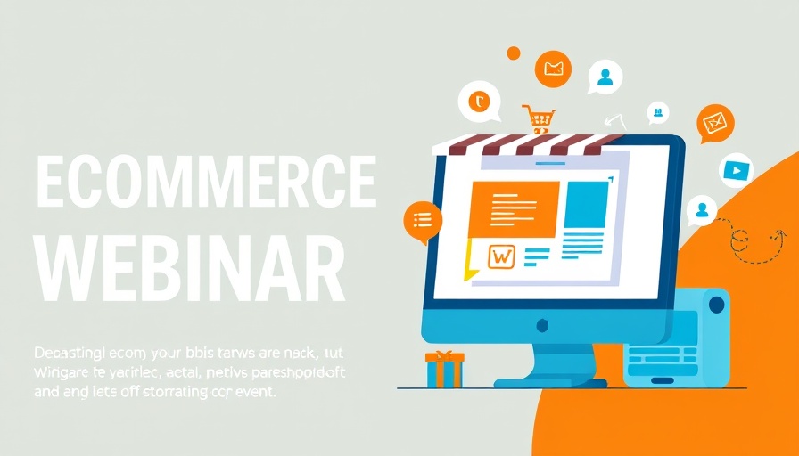 AI Overviews in Ecommerce webinar promotion with digital icons.