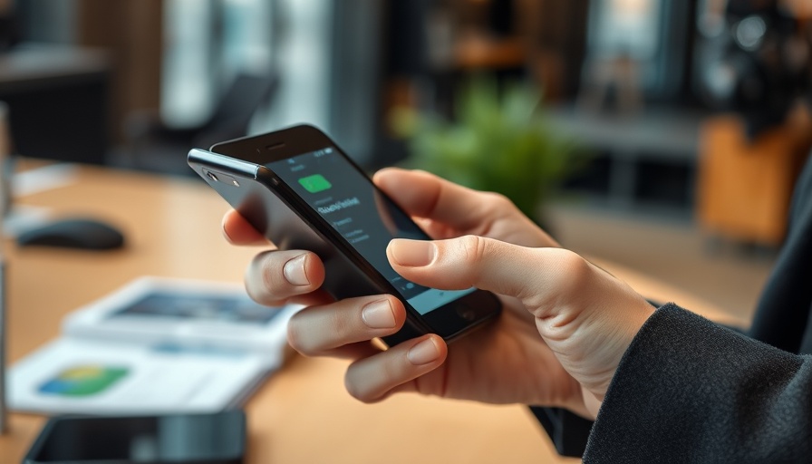 Contactless payment with smartphone in modern financial setting.