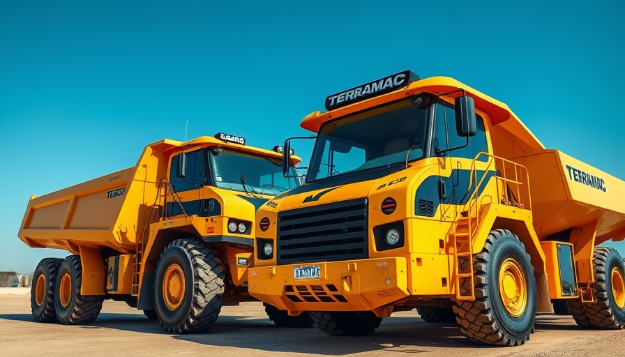 Terramac construction vehicles expands U.S. dealer network, parked outside.