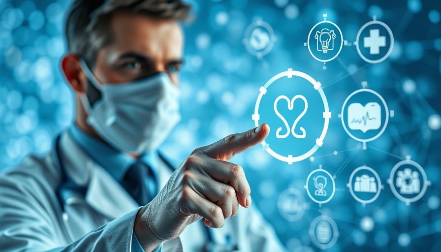 Futuristic image of AI integration in private practice with medical icons.