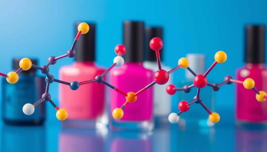 Illustration of oligomers in nail products with molecular structure.