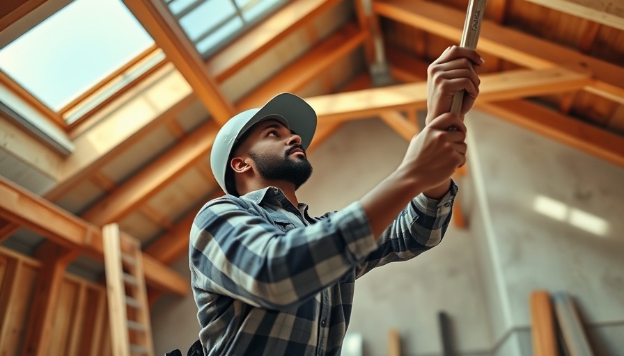 Construction worker installing loft conversion in progress.