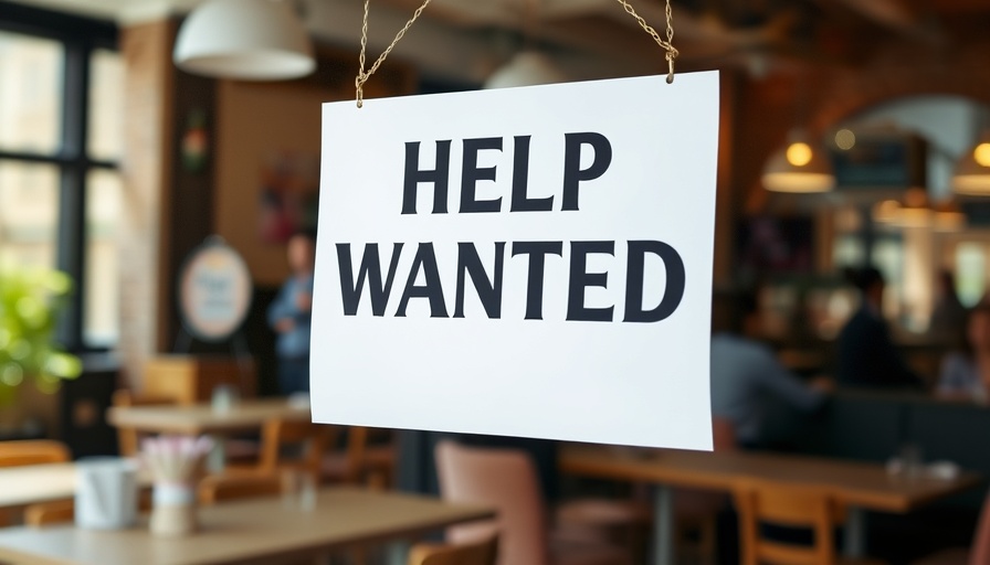 'Help Wanted' sign on restaurant window for hiring.