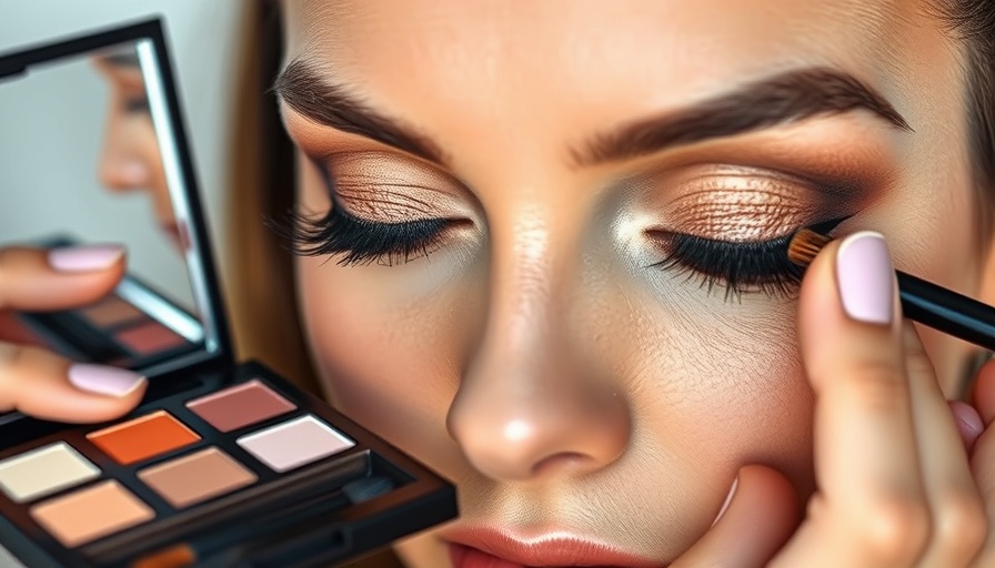 Demonstration of eyeshadow techniques for hooded eyes with brushes and palette.