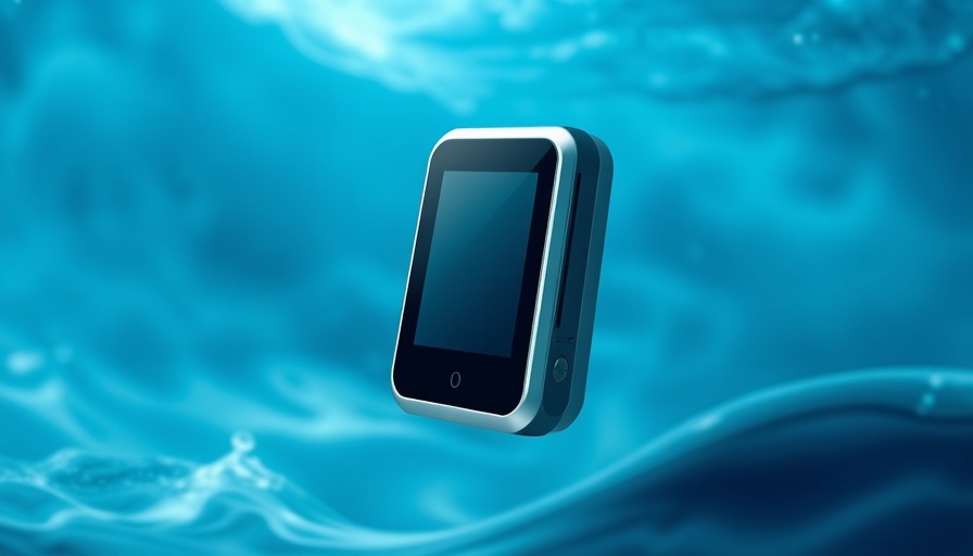 Structured water device health benefits showcased in aquatic theme.