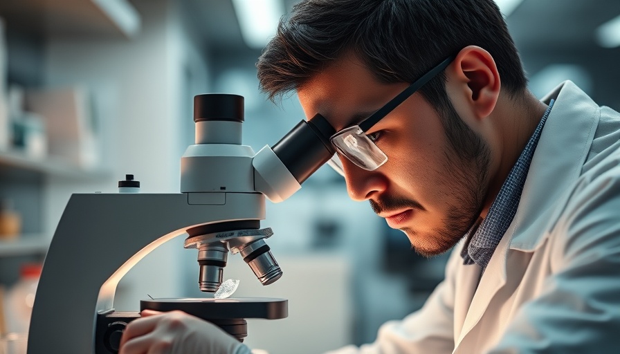 Focused scientist studying samples under a microscope, related to taurine and blood cancer growth research.