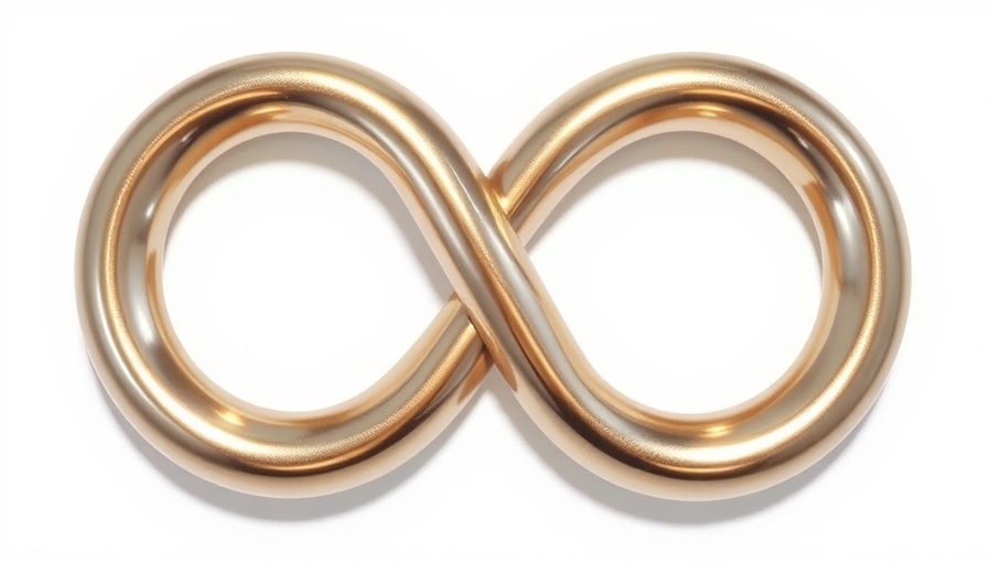 Metallic infinity symbol representing structured water.