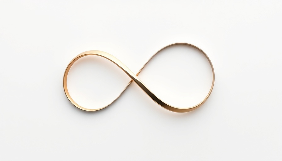Stylish gold and silver infinity loop symbolizing Analemma water health benefits.