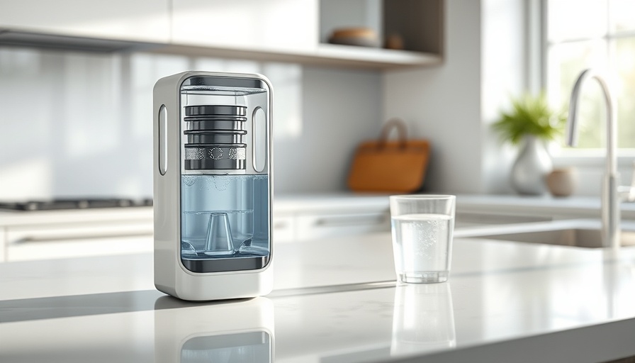 Innovative structured water device promoting health benefits on kitchen counter.