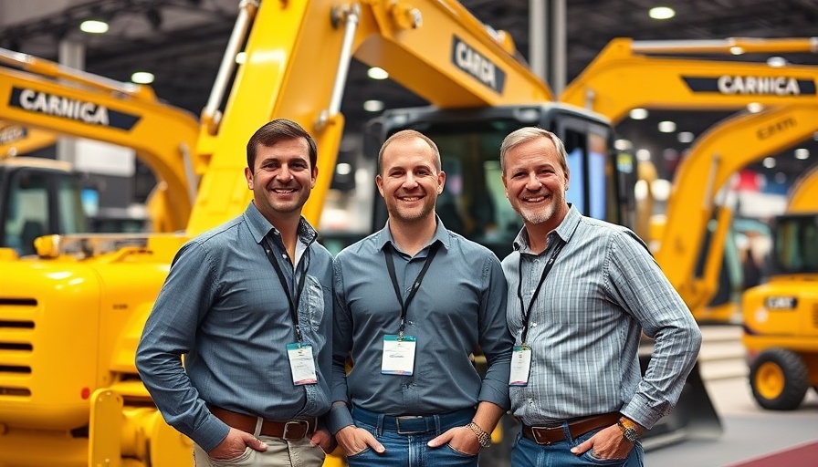Attendees at the Annual Landscape Show in Orlando with machinery exhibits.