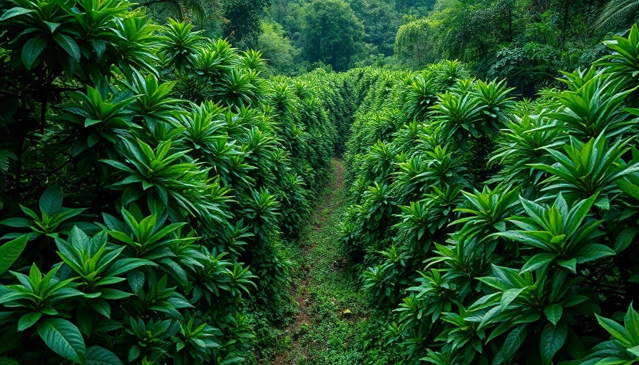 Lush coffee plantation demonstrating carbon storage practices.