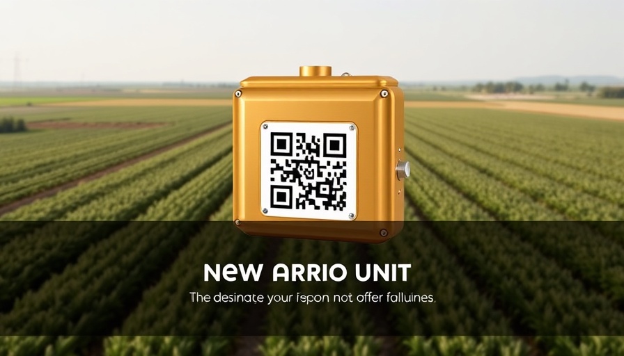 Structured water agri unit announcement poster with QR code.